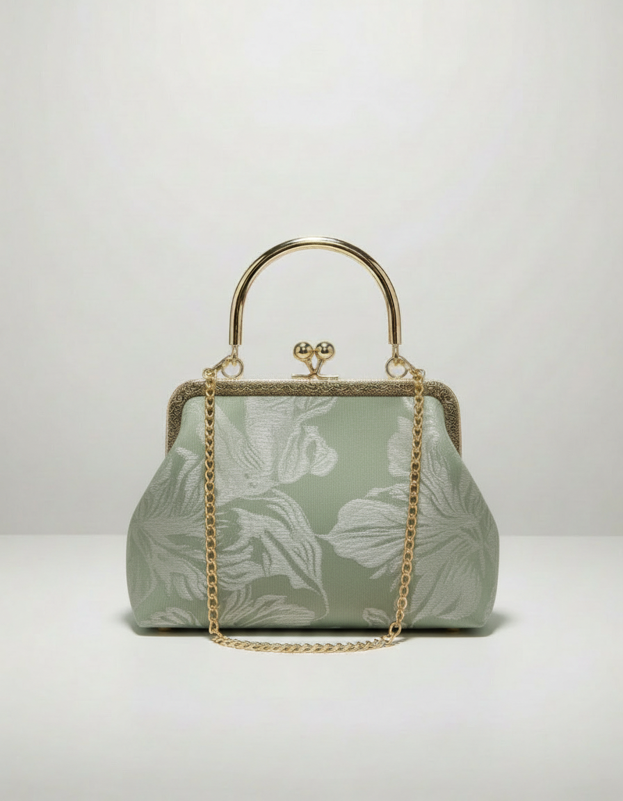 QÍNG · Lǜ 清绿 — Sac à main vert en textile tissé
