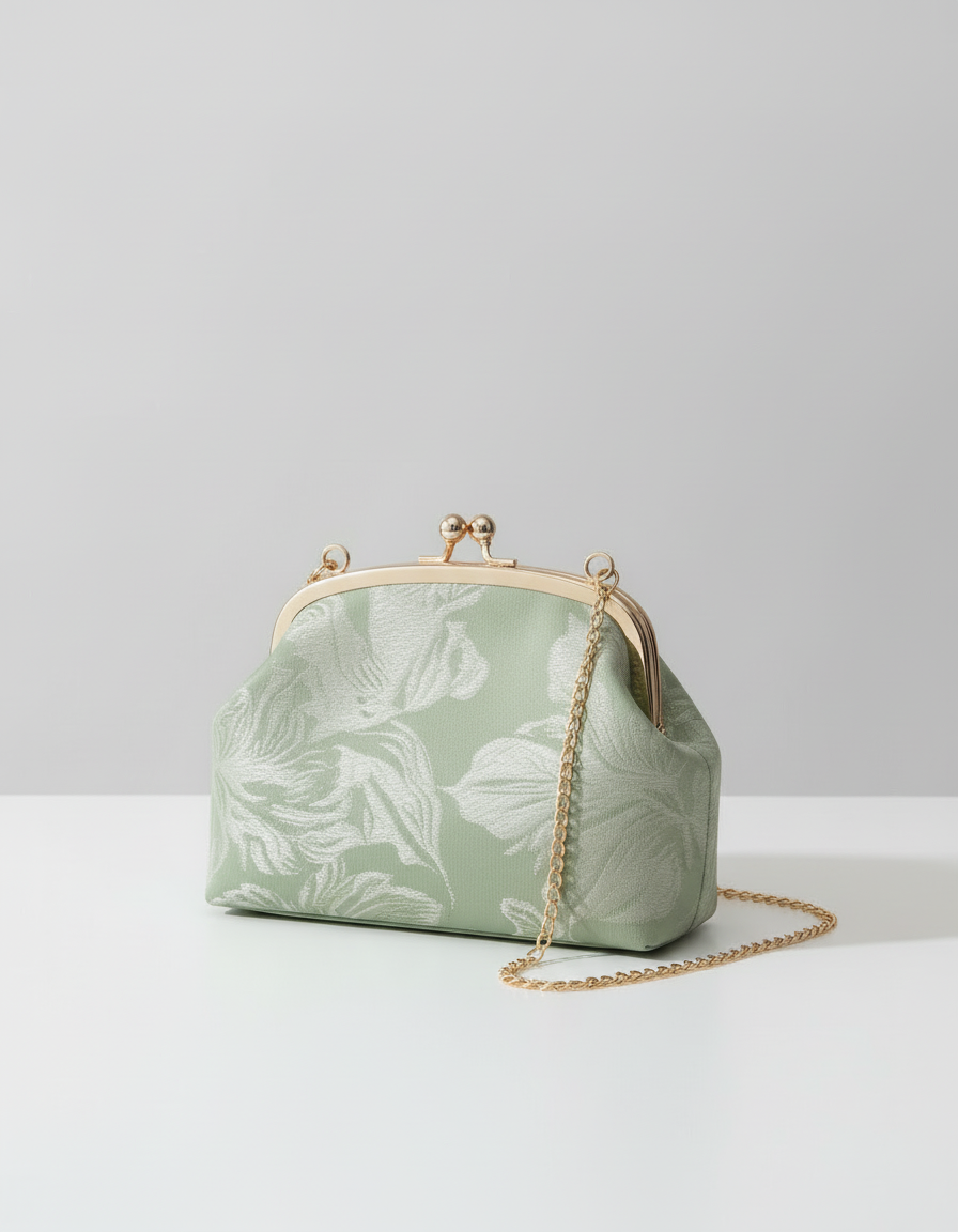 QÍNG · Lǜ 清绿 — Sac à main vert en textile tissé