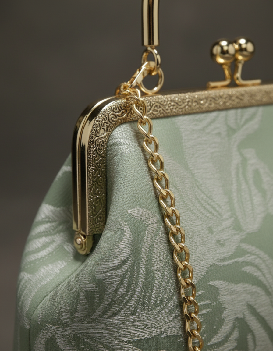 QÍNG · Lǜ 清绿 — Sac à main vert en textile tissé