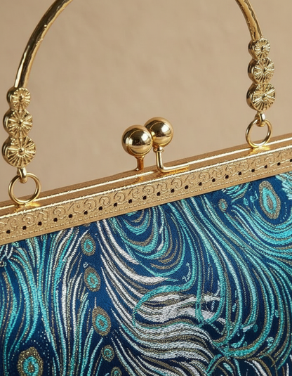 YÚN · Qīngyún 青云 — Sac à main bleue en brocart