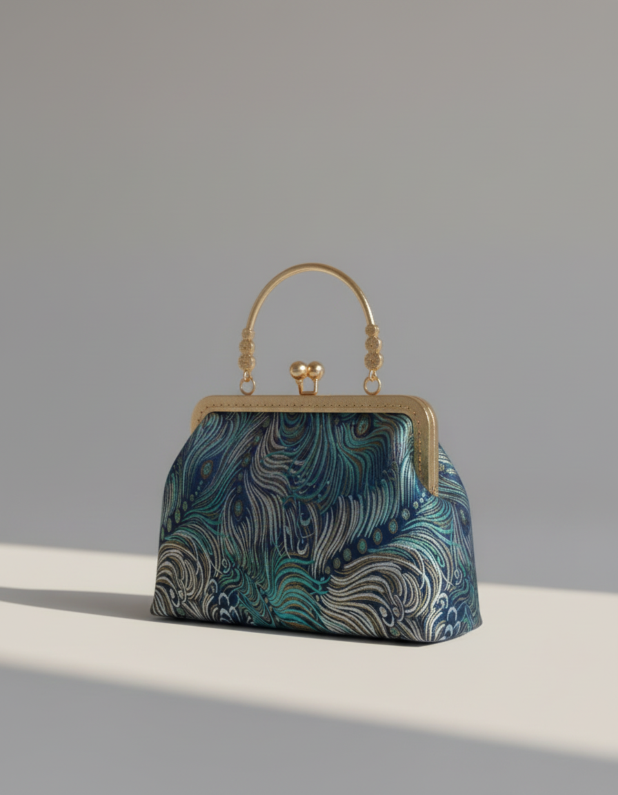 YÚN · Qīngyún 青云 — Sac à main bleue en brocart